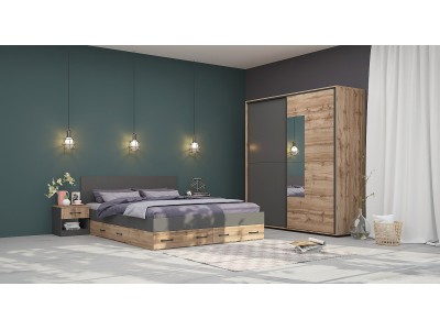 Спален комплект Аполо 5 (дъб вотан/антрацит)